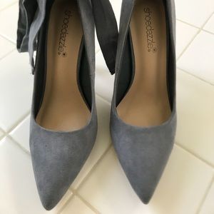 Shoedazzle Gray Pumps with Ankle Tie